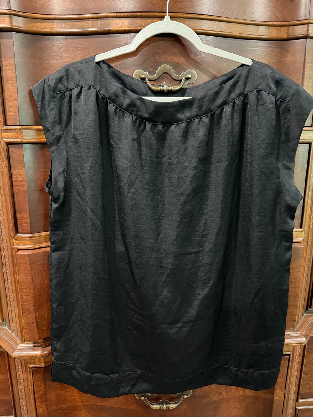 Talbots Black Cap-Sleeve Blouse sz 16